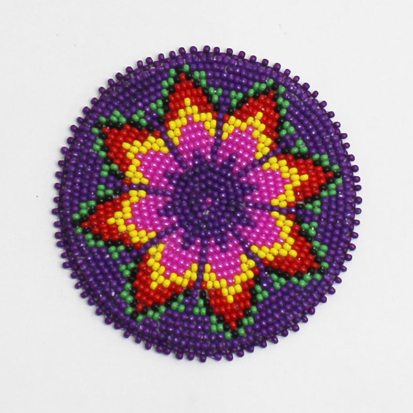 Handmade Beaded Pink Purple Flower Pattern 3 inch Rosette for DIY Projects