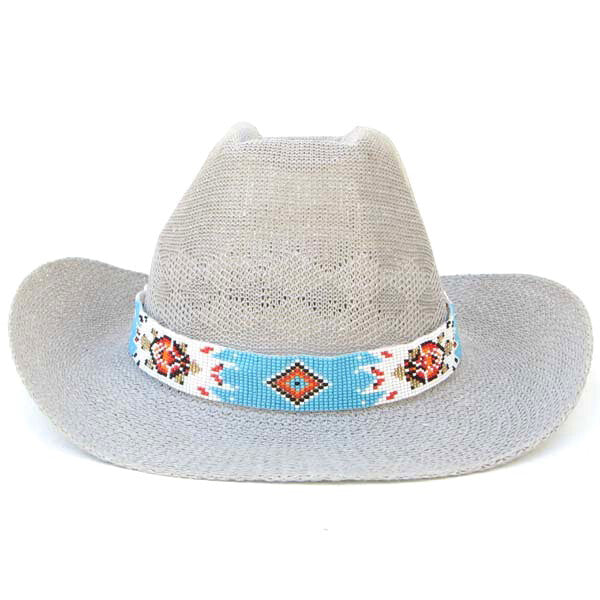Handmade Beaded Cyan Blue Turtle Cowboy Hat Band Waist Belt - Trendy Hat Accessory