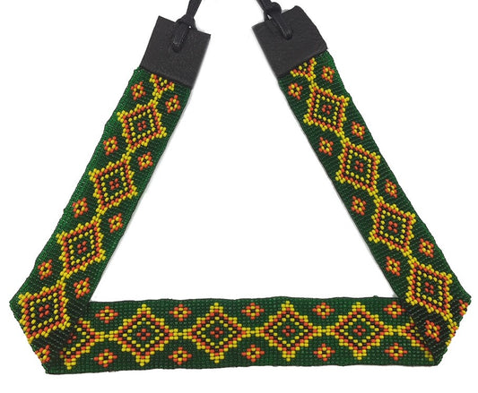 Green Yellow Bead Work Beaded Cowboy Hat Band/Belt