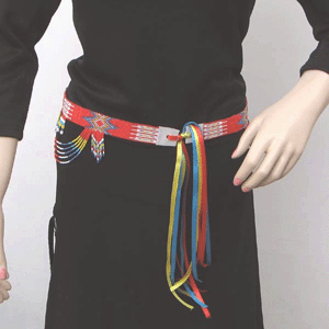 Red Yellow White Rainbow Color Seed Beaded Belly Dance Women'S Waist Belt