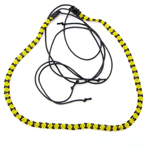 Black Yellow Seed Beaded Flower Beadwork Cowboy Hatband Waist Belt