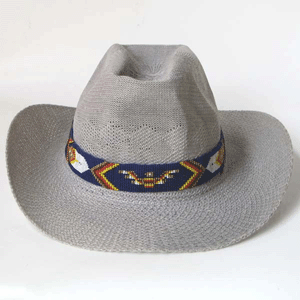 Blue Red Yellow White Thunderbird Beaded Cowboy Hat Band