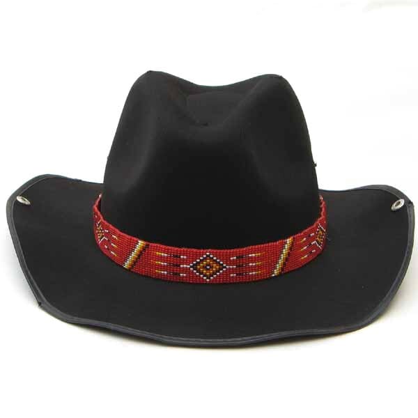 Red White Medicine man's Beadwork Beaded Cowboy Hat Band Belt