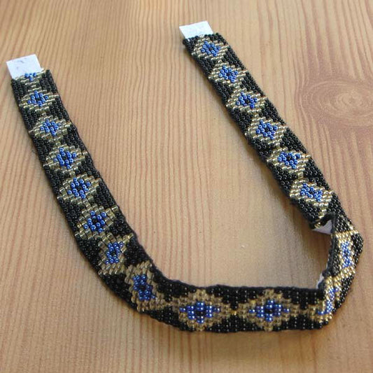 12X.5 Geometric Black Handmade Seed Bead Strip