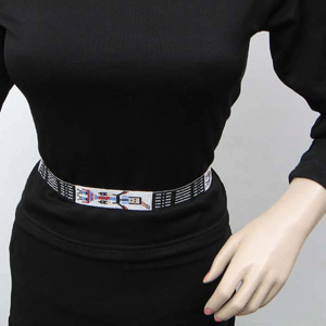 Black Red White Seed Beaded Yei Dancer Beadwork Cowboy Hat Band Belt