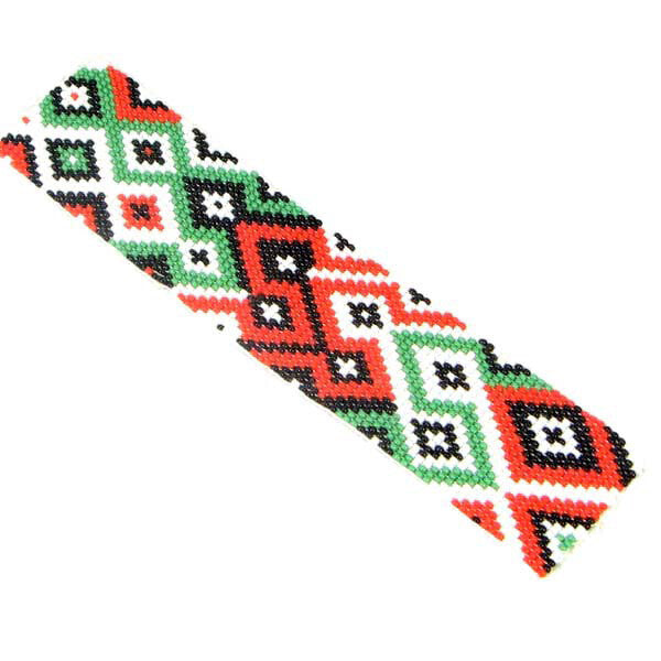 Handmade Beaded Multicolored Cuff Bracelet - Adjustable Unisex Geometric Pattern