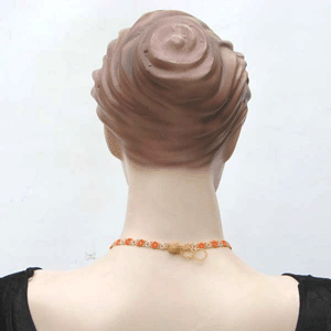 Vibrant Orange Medallion Seed Bead Necklace