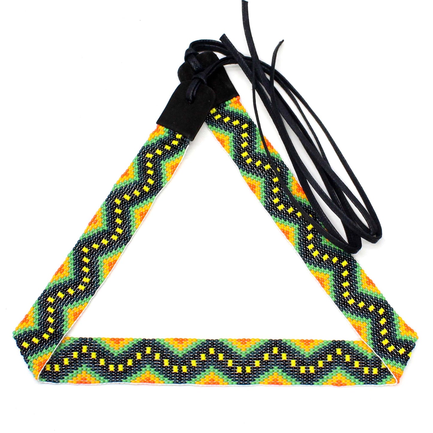 Handmade beaded Green Orange adjustable Cowboy Rodeo Hatband