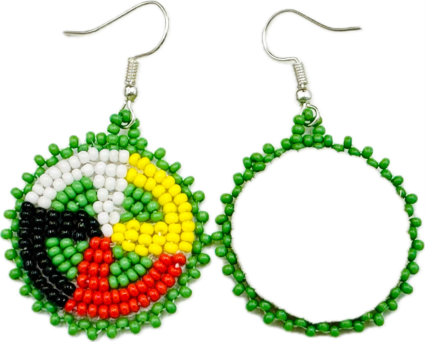 Handcrafted Green Earrings Four Directions Medicine Wheel