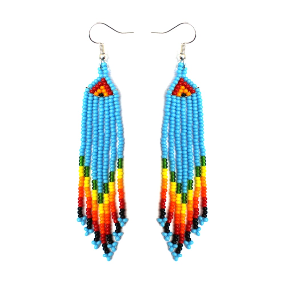 Vibrant Blue and Orange Beaded Choker Necklace & Earring Set