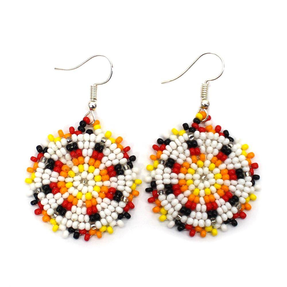 Handmade Cute Round White Hook Earrings