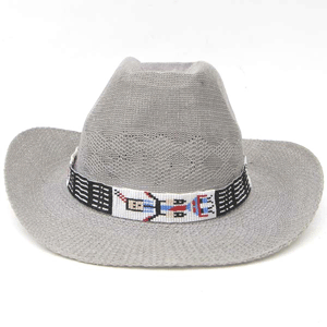 Black Red White Seed Beaded Yei Dancer Beadwork Cowboy Hat Band Belt