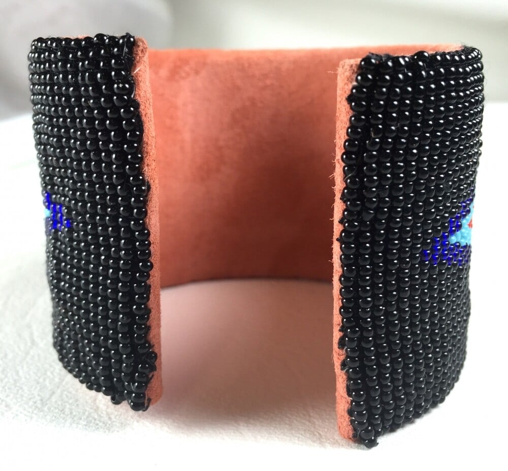 Multicolor Medicine Man's Eye Beadwork Men's Beaded Cuff Bracelet Leather