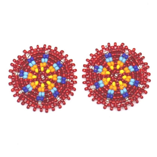 Handmade beaded 2 of 1.2 “trans red shiny rosettes