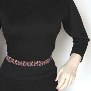 Blue Red Multicolor Zig Zag Beaded Cowboy Hat Band Belt