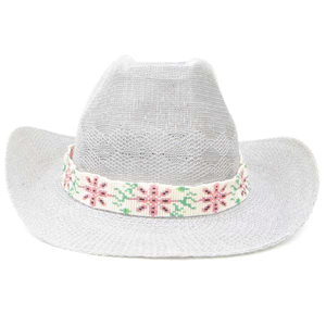 Cream Pink Butterfly Seed Beaded Cowboy Hat Band Waist Belt