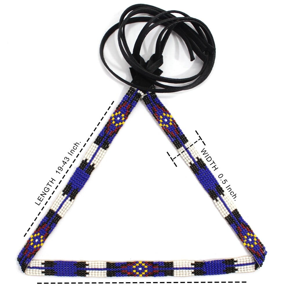 Blue White Multicolor Beaded Cowboy Hatband Medicine man's Beadwork