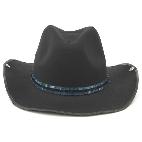 Blue Black Bugle Beaded Waist Belt Cowboy Hat Band Handmade