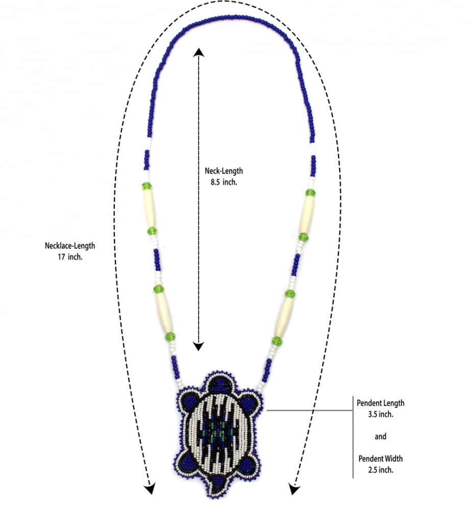 Handmade Beaded Turtle Shape Deep Blue Delica Necklace Earrings Set