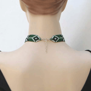 Emerald Ebony Heart Beaded Bib Necklace Choker