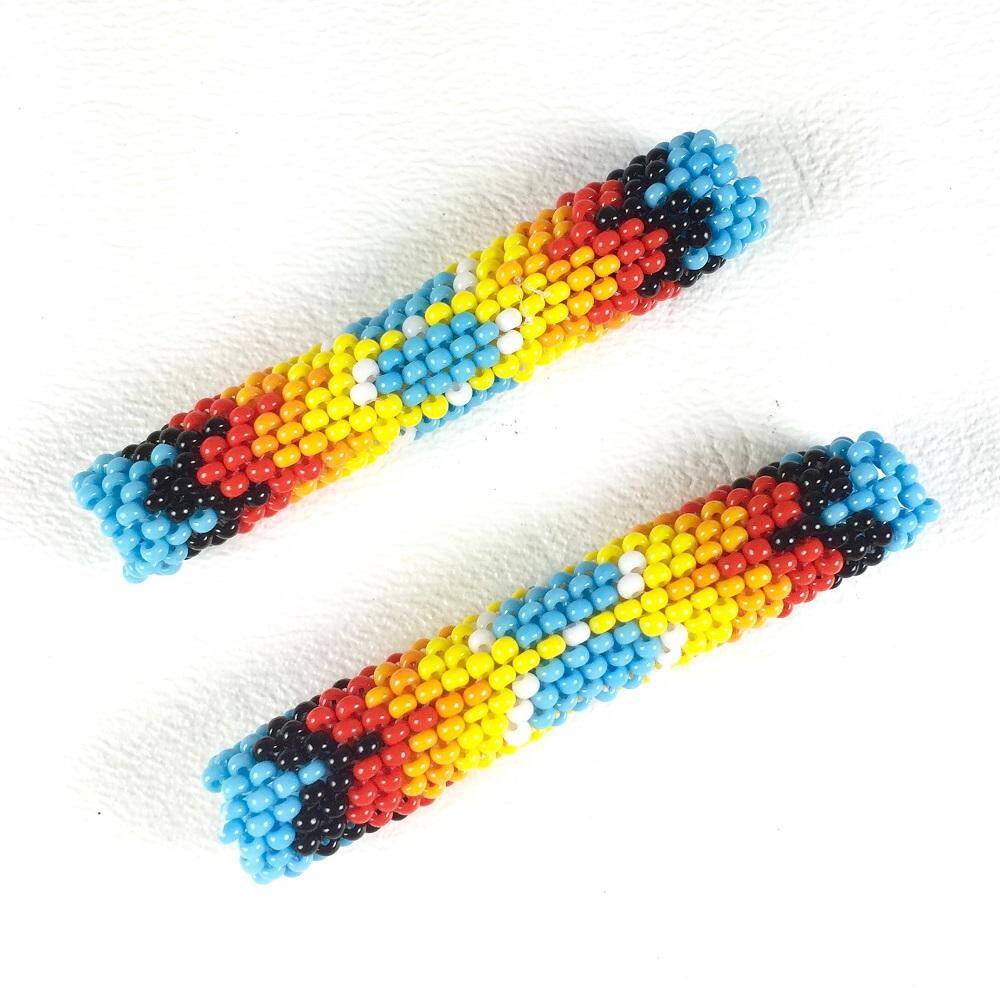 Pair Of Tubular Beaded Beads 2 1/4 Inch