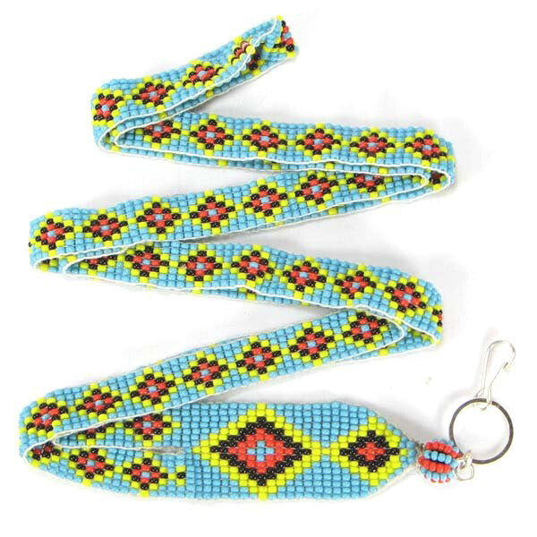 Sea Green Yellow Red Beaded Medicine Men'S Eye Lanyard Id Holder