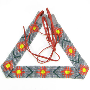 Grey Red Orange Seed Beaded Sun Beadwork Cowboy Hat Band Waist Belt