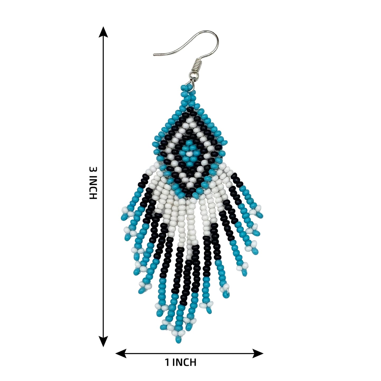 New Handmade Black Turquoise Blue Beaded Earrings