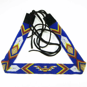 Blue Red Yellow White Thunderbird Beaded Cowboy Hat Band