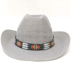 Black Red White Seed Beaded Cowboy Hat Band Belt Feather Beadwork