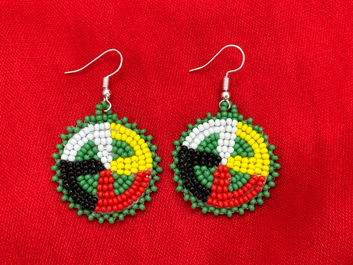 Handcrafted Green Earrings Four Directions Medicine Wheel