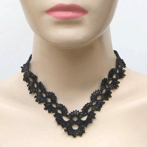 Handmade Beaded Black Bugle Seed Bead Necklace