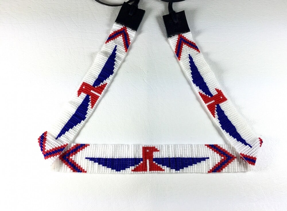 Native Style Patriotic Red Blue White Beaded Hatband