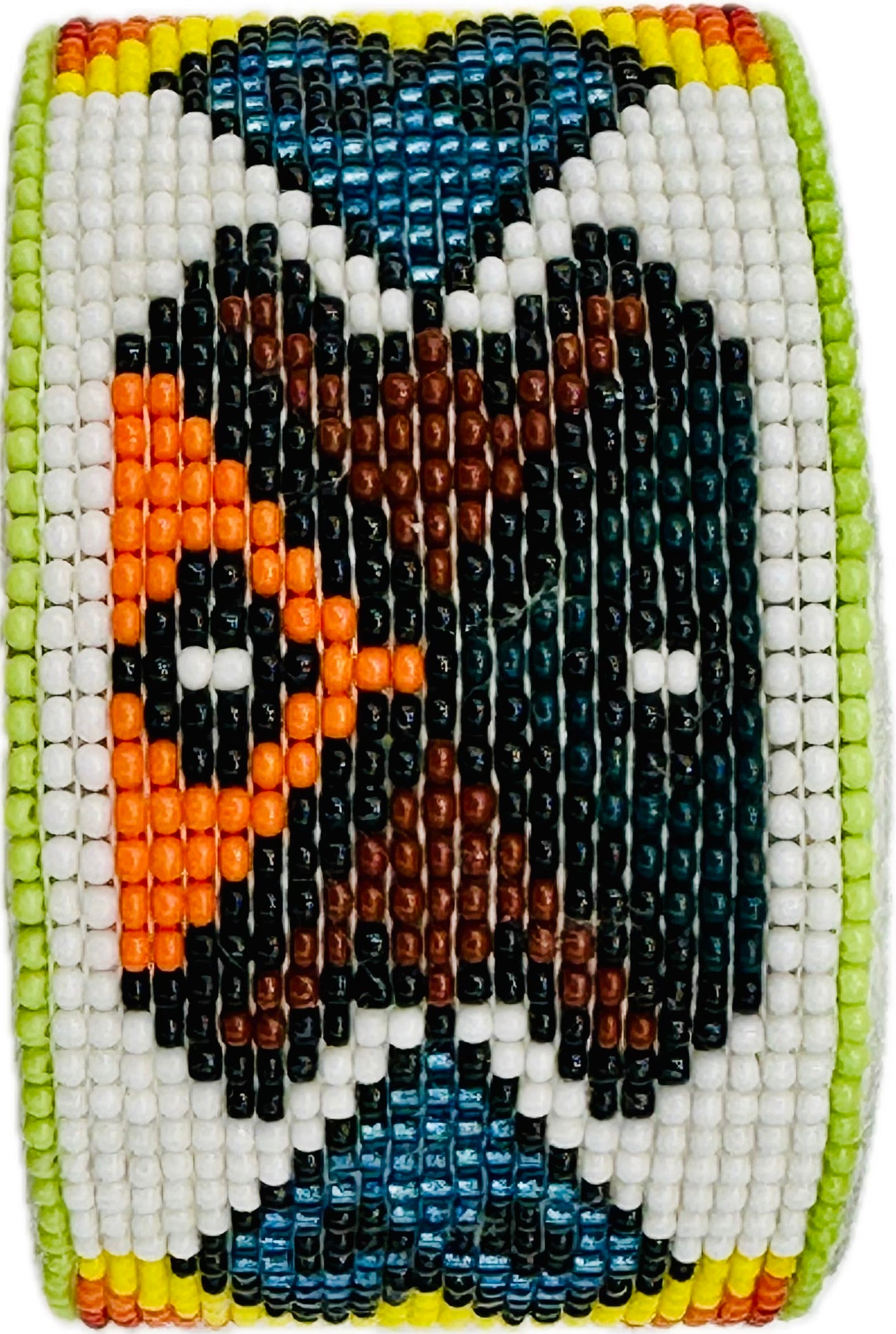 Handmade Beaded White multicolor Leather hard Cuff Bracelet