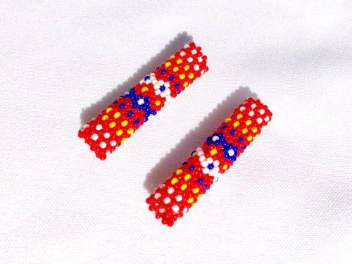 Pair Of Tubular Beaded Beads 2 1/4 Inch