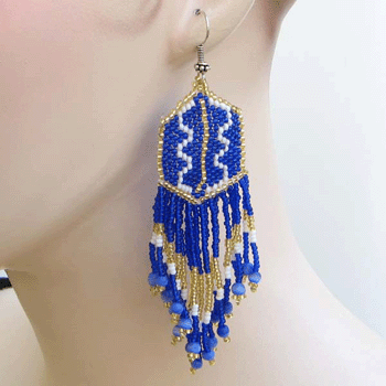 Handmade Beaded Blue Seed Beaded Earrings