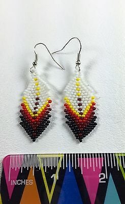 WHITE MULTICOLORED BEADED FASHION HOOK HANDMADE CHANDELIER EARRINGS E54/1