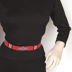 Red Black White Seed Beaded Cowboy Hat Band Waist Belt