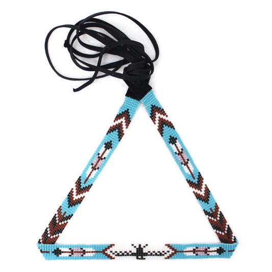 Handmade Beaded Blue Brown Eagle Cowboy Hatband