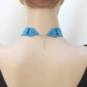 Turquoise Blue Beaded Choker Necklace Earrings Set