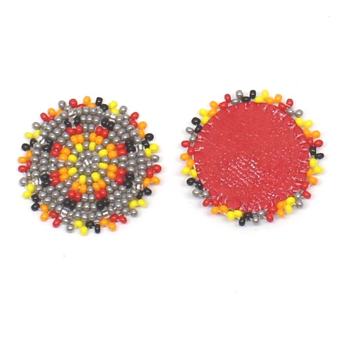 Handmade beaded 2x1.2 “ Grey rosette/applique