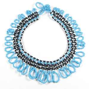 Turquoise Blue Black Seed Beads Beaded Anklet Handmade