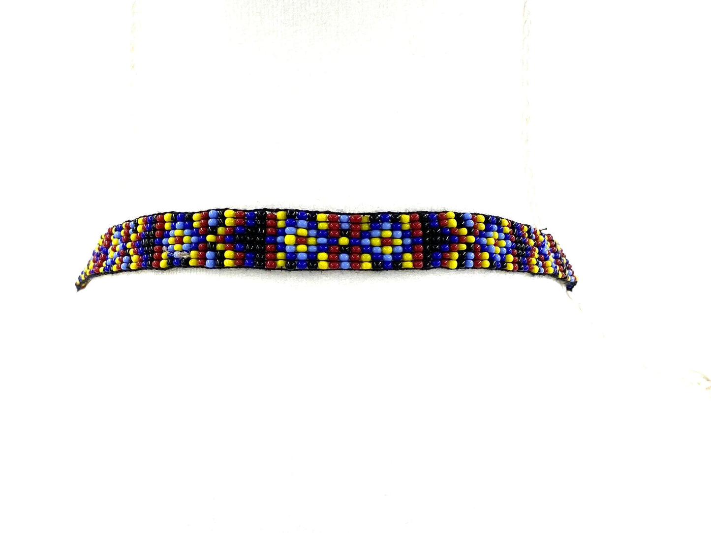 Multicolor Seed Beaded Lanyard Id Holder Geometric Art Beadwork