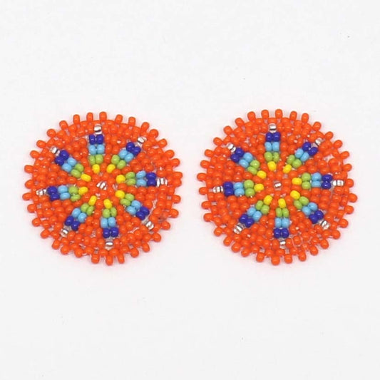 Handmade beaded 2x 1.2 inch rosette/applique