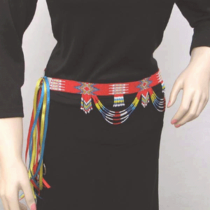 Red Yellow White Rainbow Color Seed Beaded Belly Dance Women'S Waist Belt