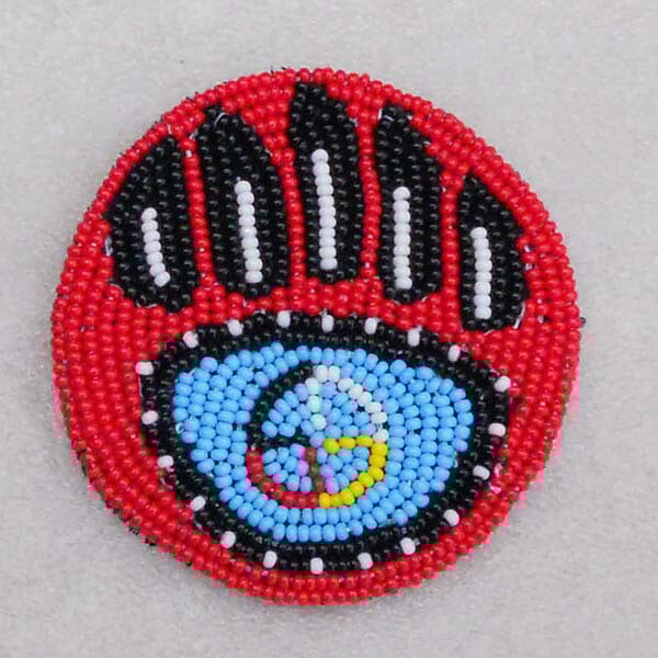 Red Seed Beaded Appliques Rosette Bear Paw Beadwork