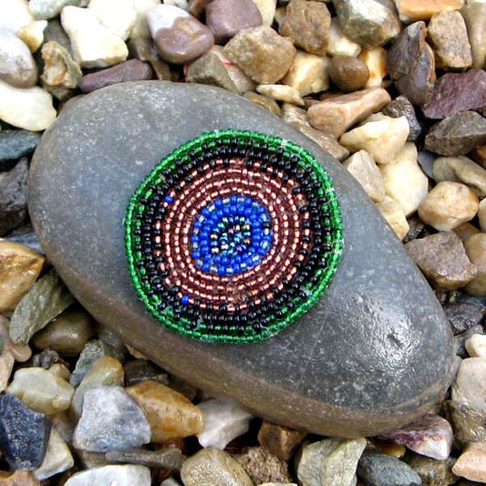 Copper Blue Green Beaded Applique Craft Iron Patch Medallion Beadwork