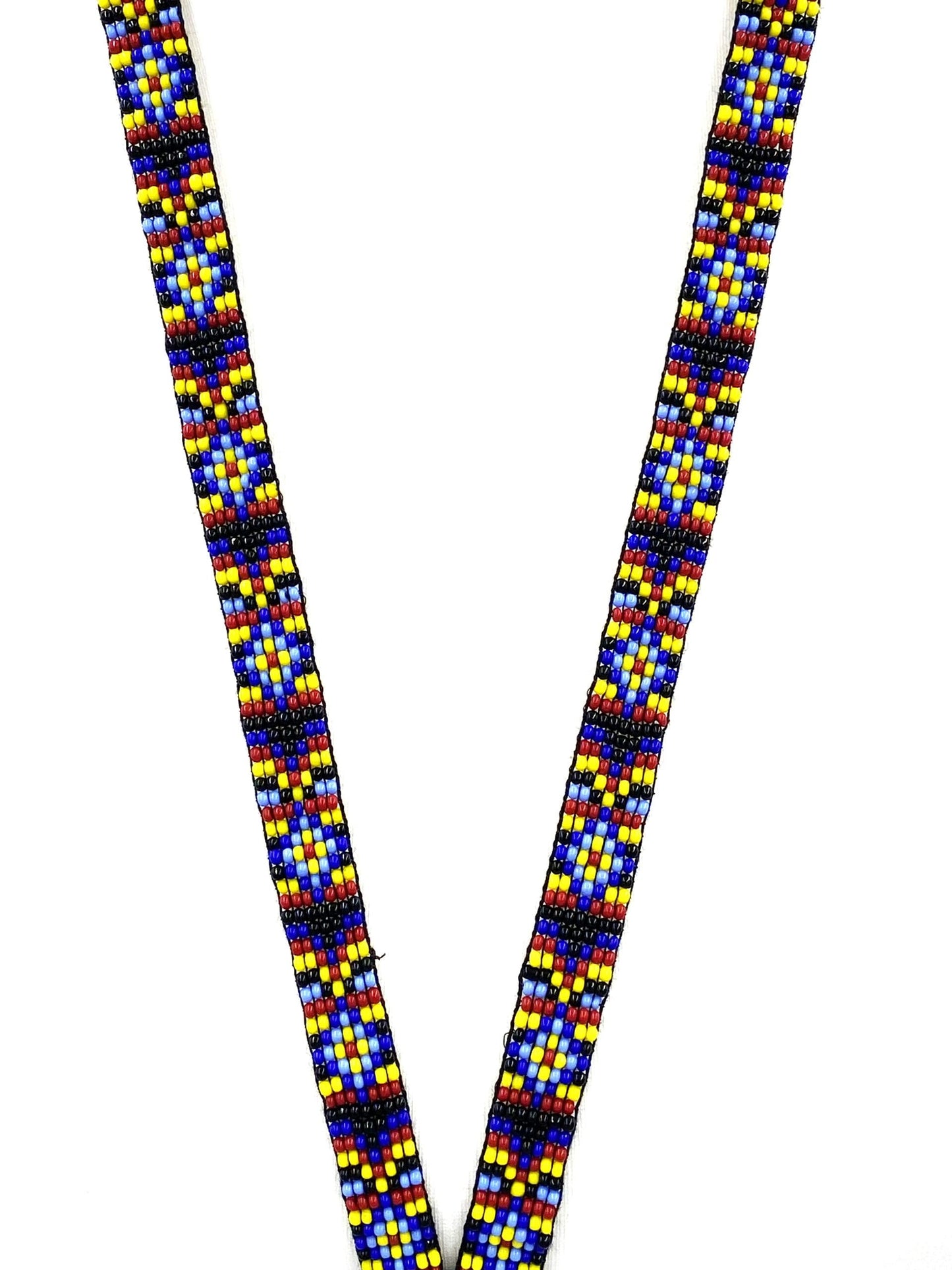 Multicolor Seed Beaded Lanyard Id Holder Geometric Art Beadwork