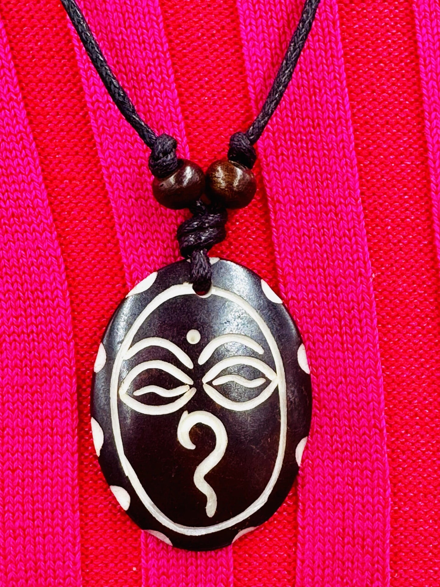 Handmade Tibetan Adjustable Om/Eyes of The Buddha Necklace
