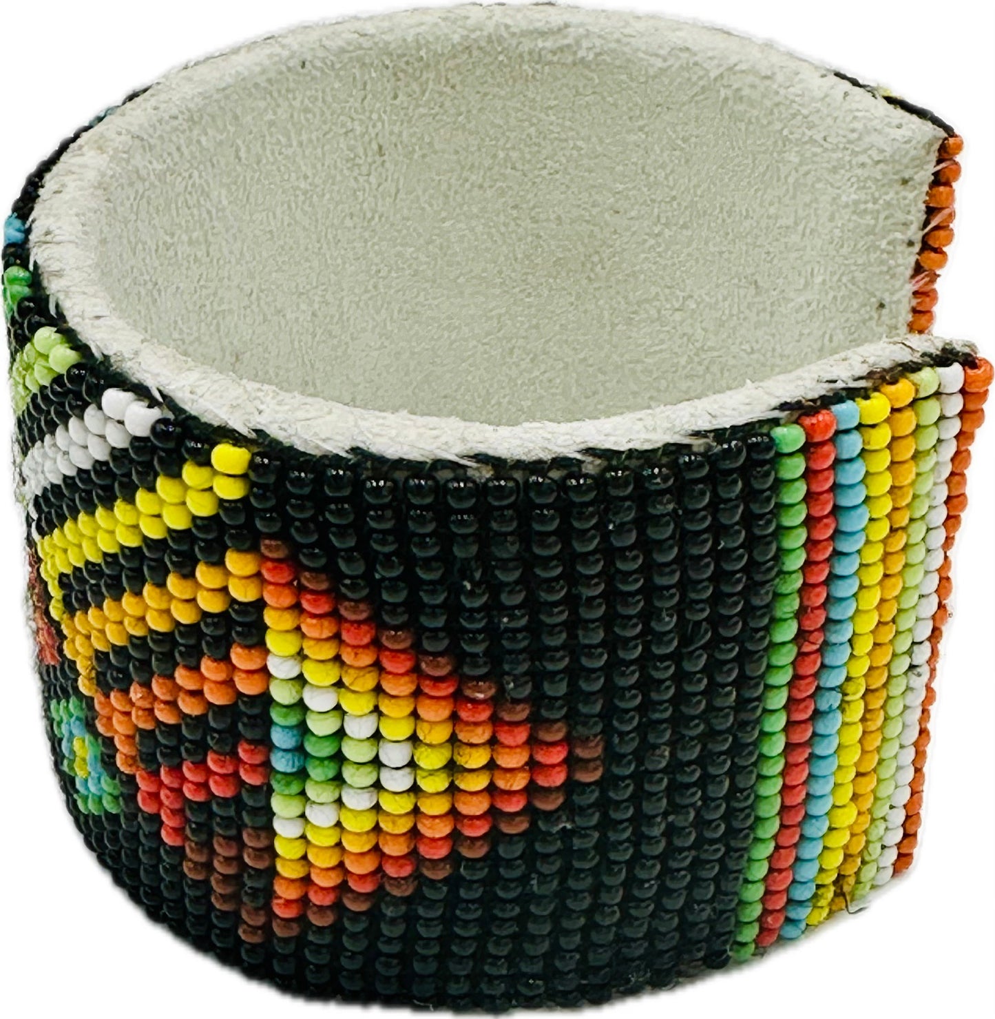 Handmade Black multicolor geometric Leather Cuff Bracelet